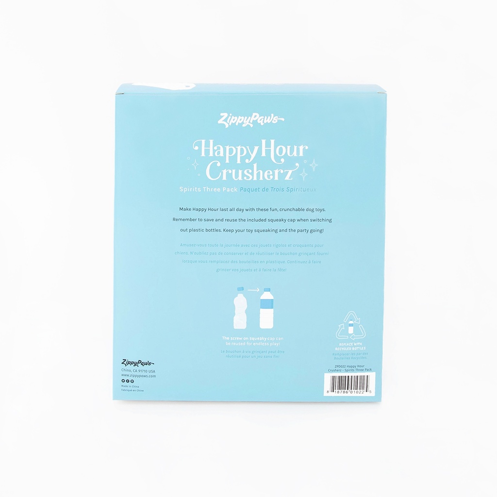 Набір іграшок для собак Хрусткі Пляшки Happy Hour Crusherz - Spirits Three Pack ZippyPaws