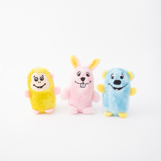 Іграшка для собак Друзі Ведмедик / Зайчик / Мавпочка Squeakie Buddies - Pack 3 шт ZippyPaws