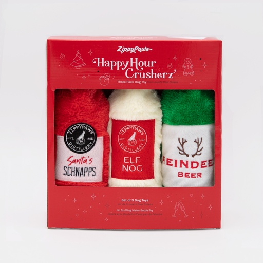 Набір іграшок для собак Хрусткі Пляшки Happy Hour Crusherz - Holiday Three Pack ZippyPaws
