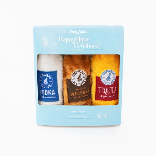 Набір іграшок для собак Хрусткі Пляшки Happy Hour Crusherz - Spirits Three Pack ZippyPaws