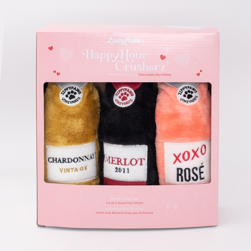 Набір іграшок для собак Хрусткі Пляшки Happy Hour Crusherz - Valentine's Three Pack ZippyPaws