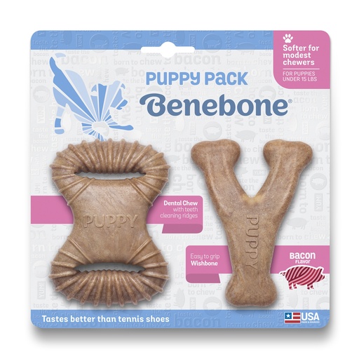 Іграшка для собак Погризушка Dental Chew/Wishbone Bacon 2-Pack Tiny Puppy Benebone